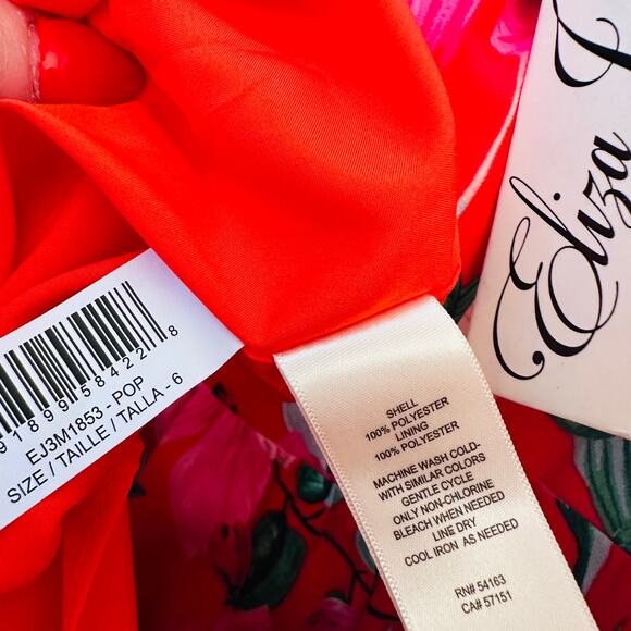ELIZA J Nordstrom NWT Tropical Hawaiian Floral Red & Pink Maxi Sun Dress Size 6 - Picture 6 of 8